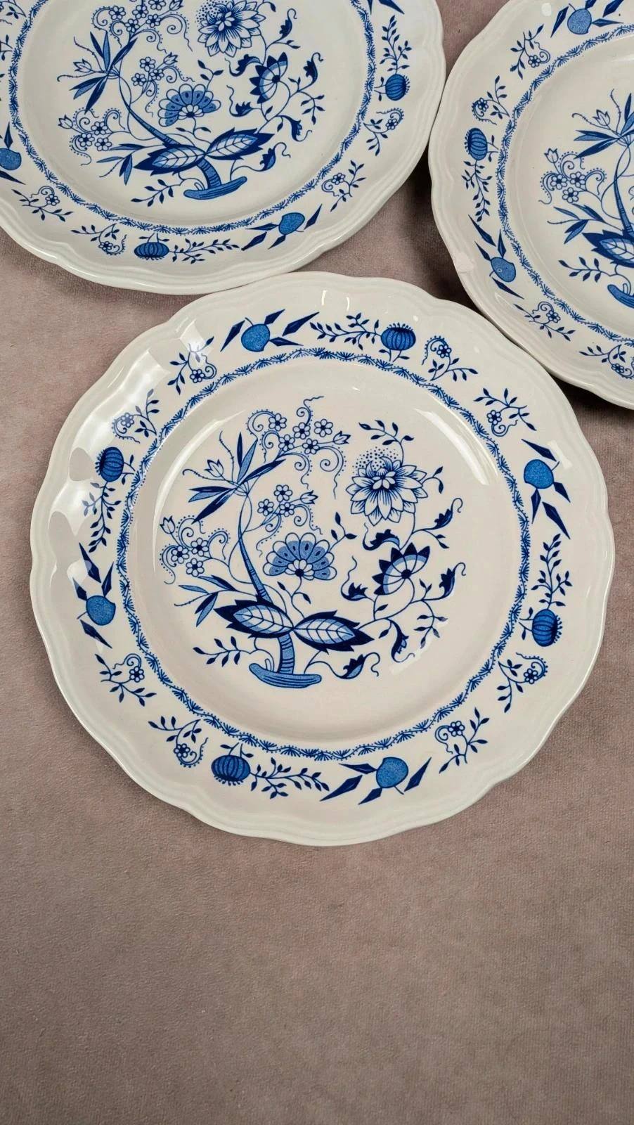 Conjunto de 3 pratos planos Lunéville decoração azul tradicional – photo 3